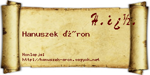 Hanuszek Áron névjegykártya